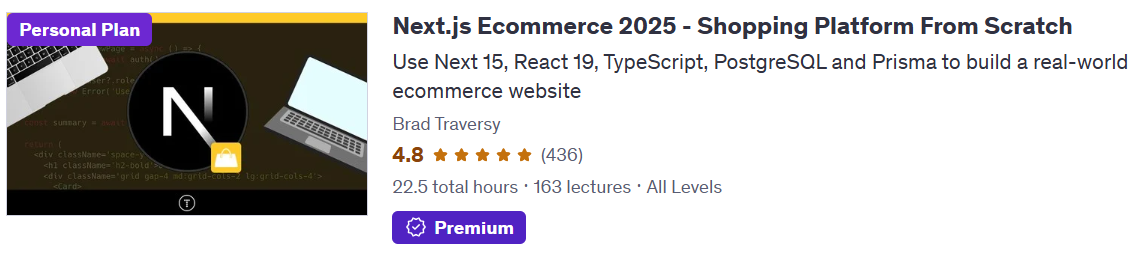 Next.js Ecommerce 2025 - Shopping Platform From Scratch